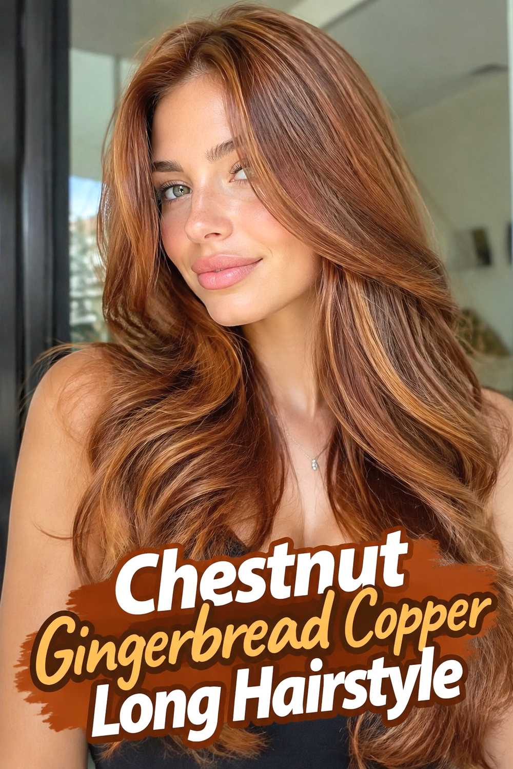 13. Chestnut Gingerbread Copper Long Hairstyle