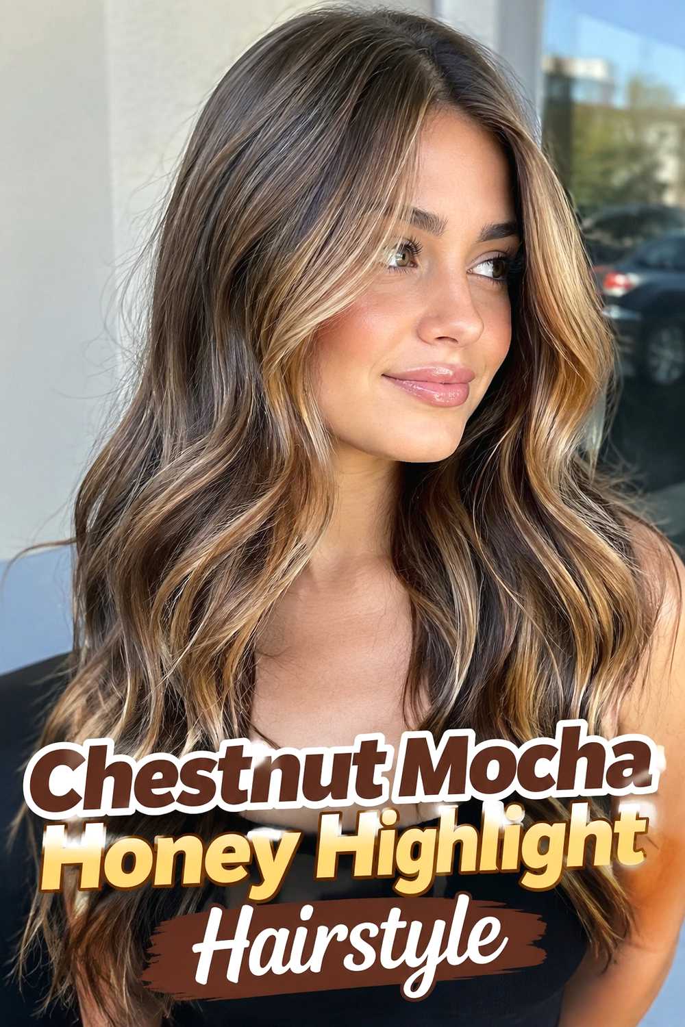 9. Chestnut Mocha Honey Highlight Hairstyle