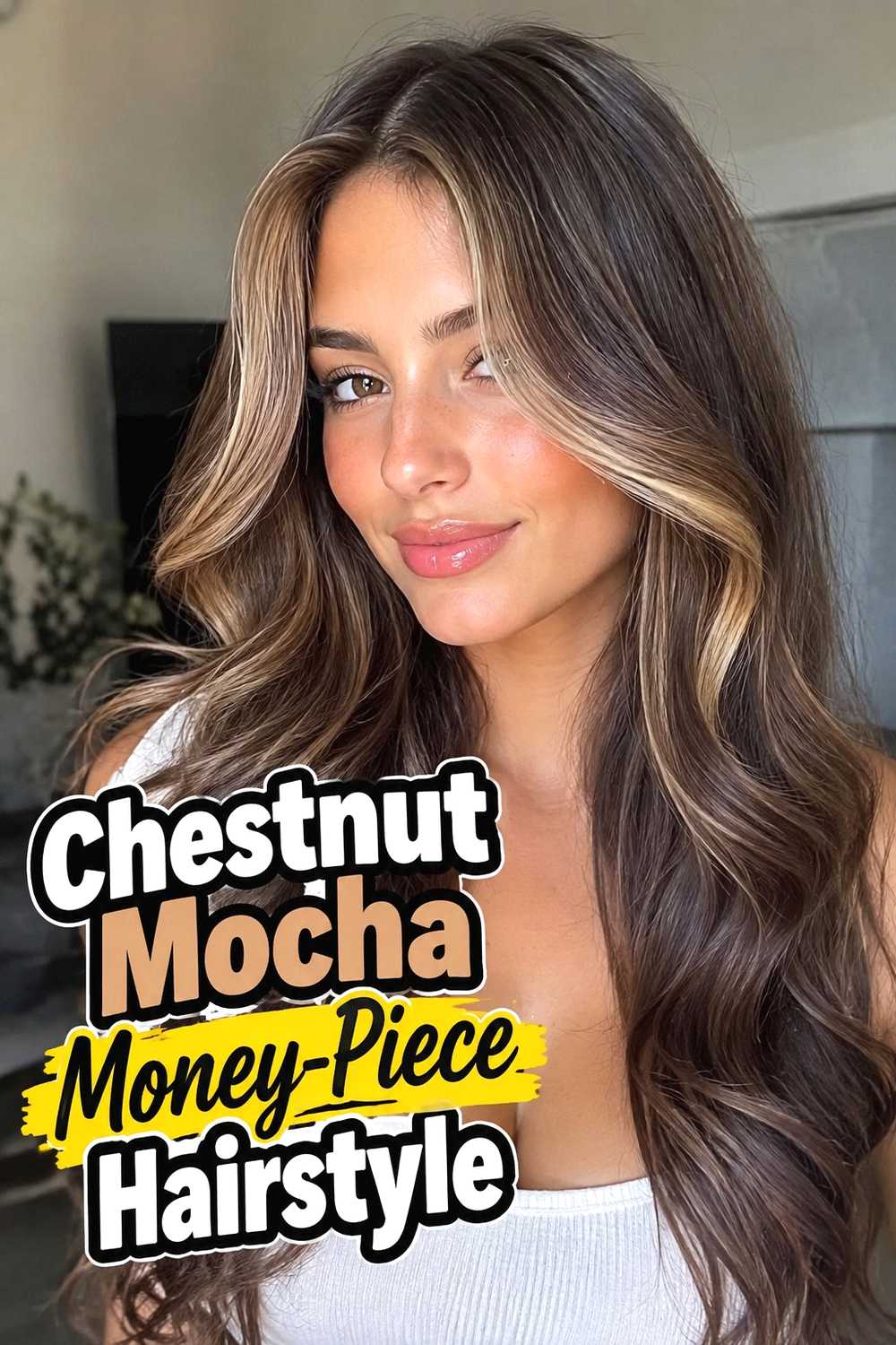 12. Chestnut Mocha Money Piece Hairstyle