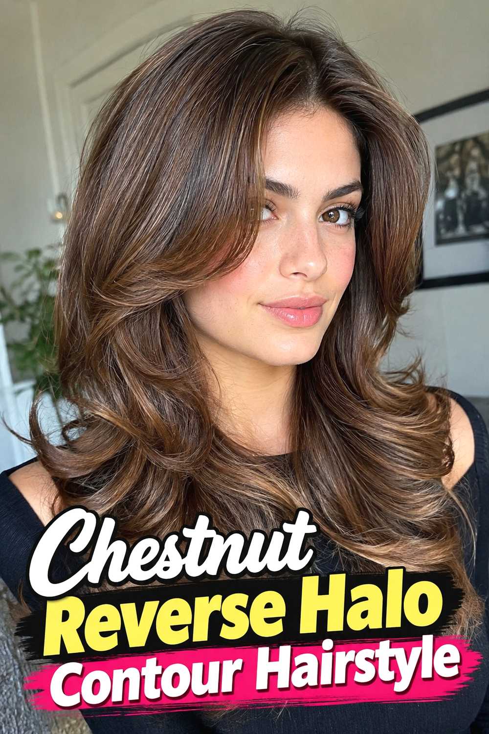 11. Chestnut Reverse Halo Contour Hairstyle