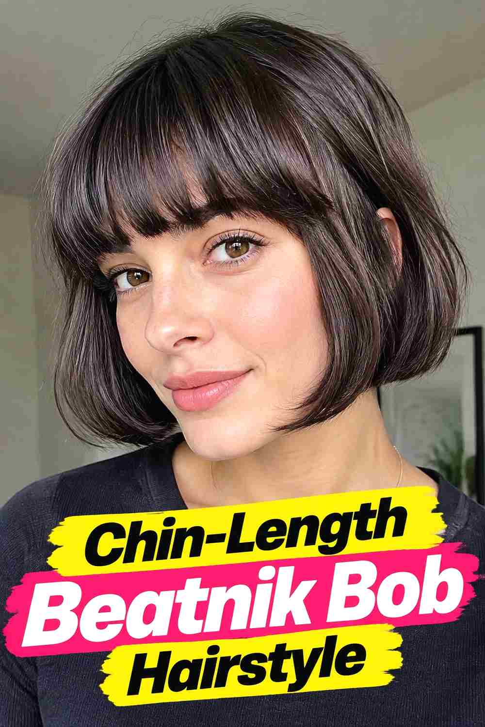 8. Chin Length Beatnik Bob Hairstyle
