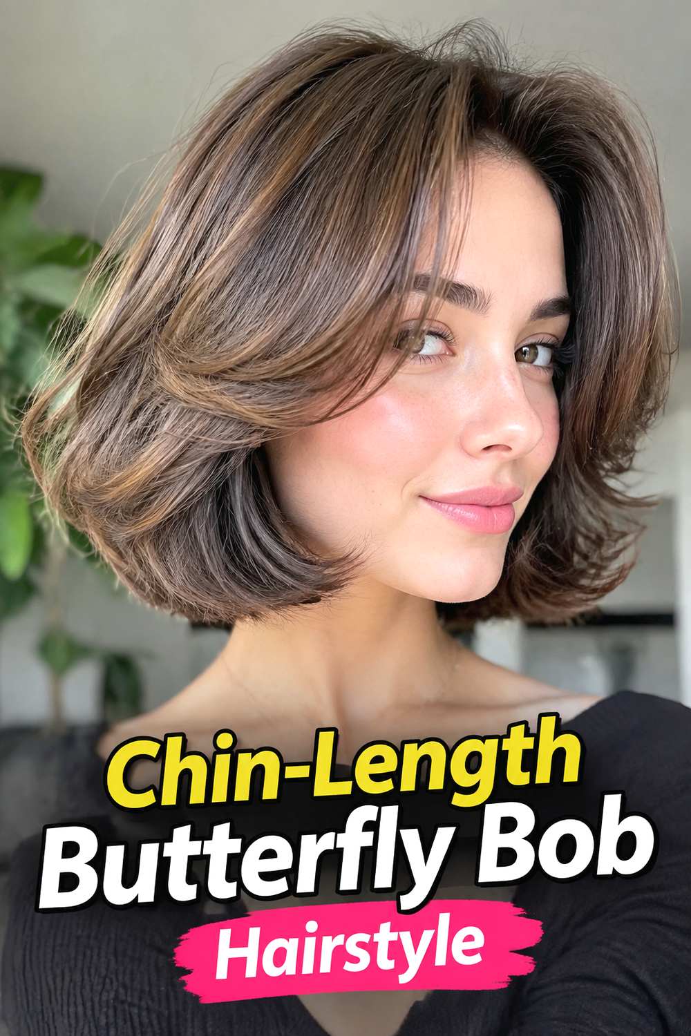 Chin-Length Butterfly Bob Hairstyle