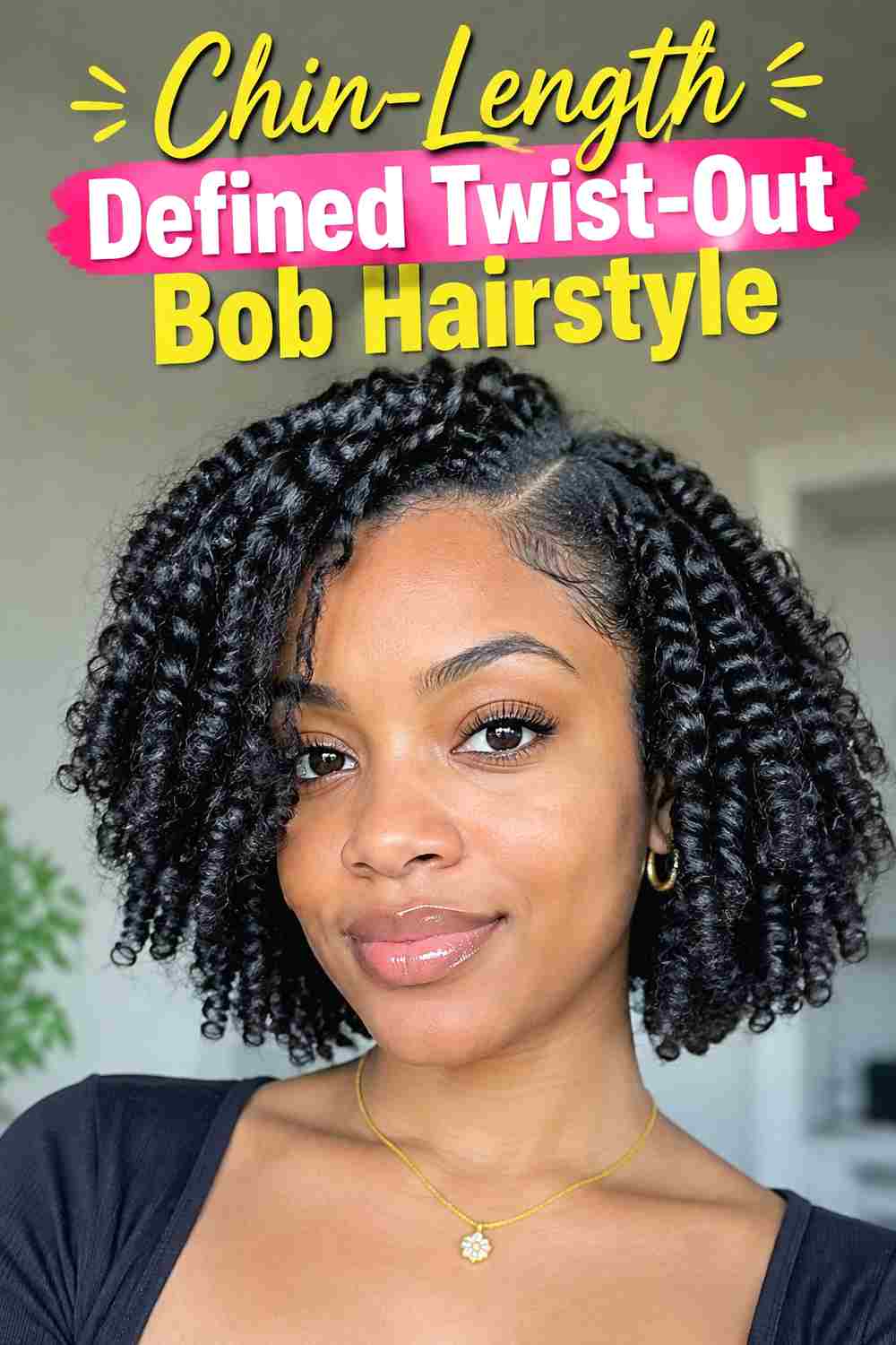 3. Chin Length Defined Twist Out Bob Hairstyle