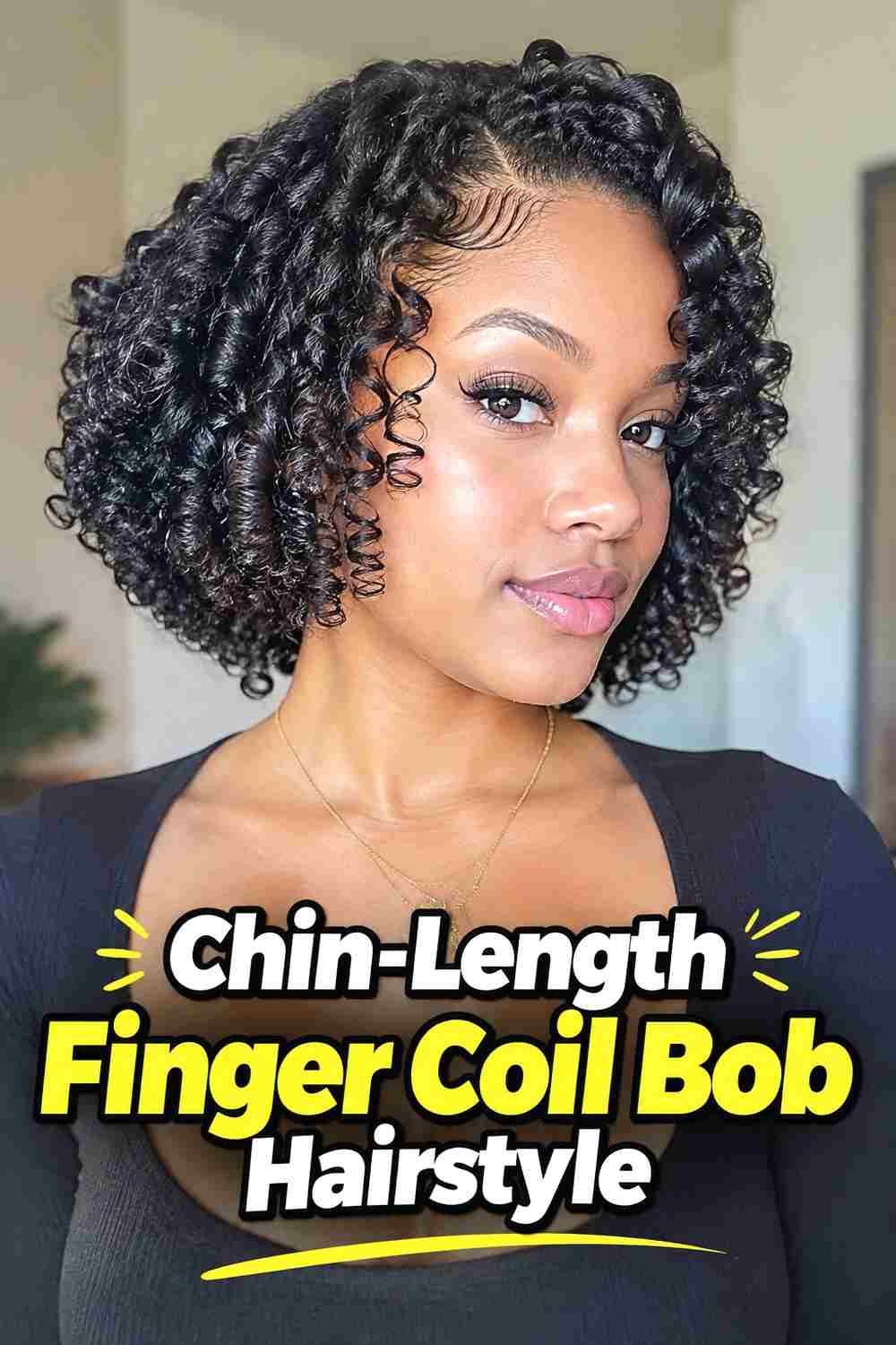 6. Chin Length Finger Coil Bob Hairstyle