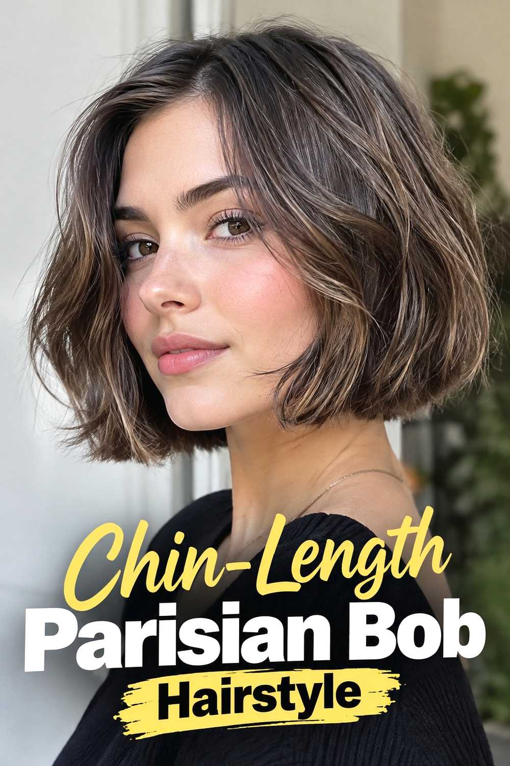 2. Chin Length Parisian Bob Hairstyle