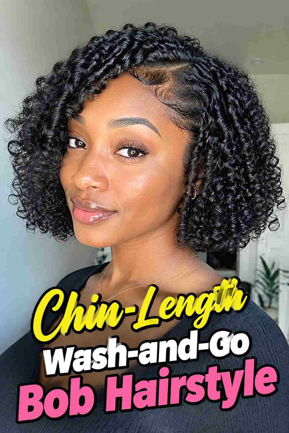 9. Chin Length Wash And Go Bob Hairstyle