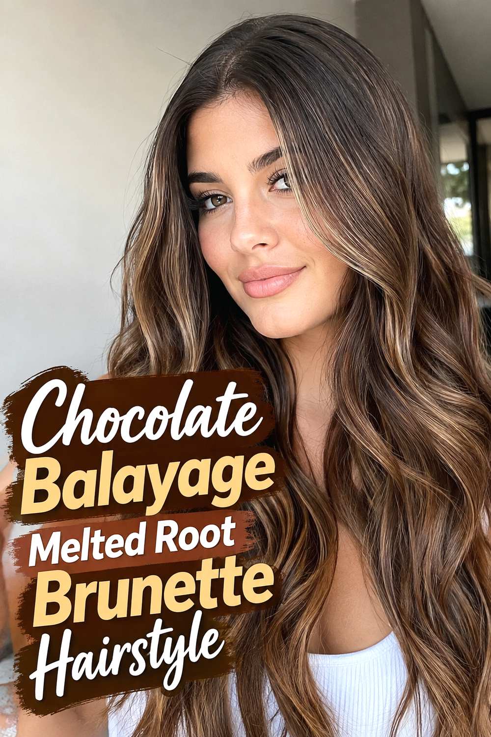 5. Chocolate Balayage Melted Root Brunette Hairstyle