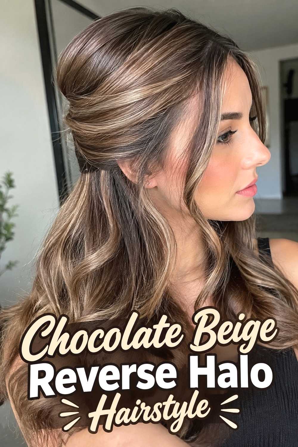 4. Chocolate Beige Reverse Halo Hairstyle
