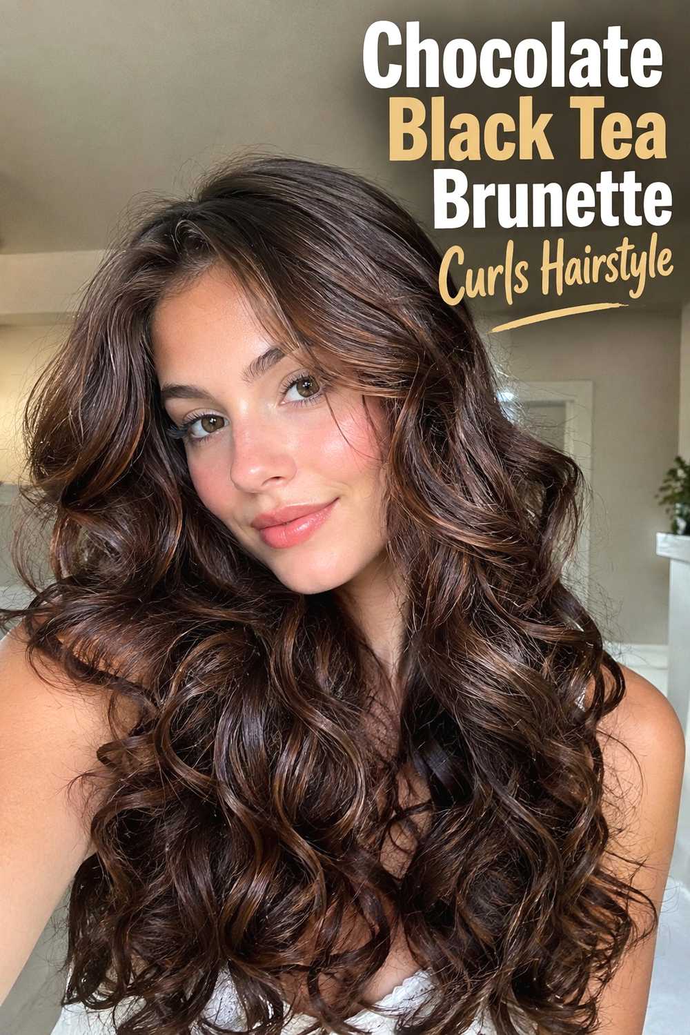 8. Chocolate Black Tea Brunette Curls Hairstyle