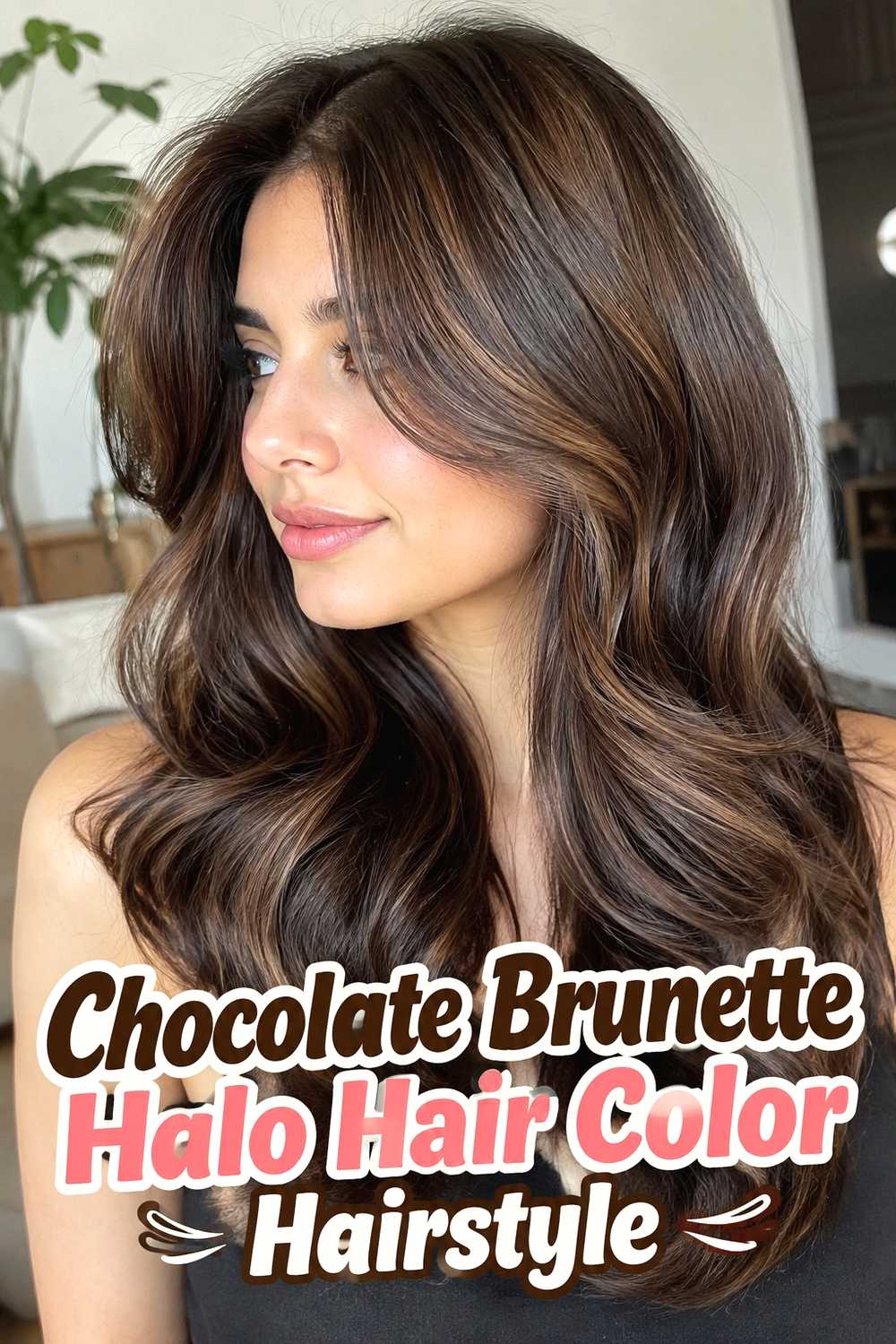 2. Chocolate Brunette Halo Hair Color Hairstyle