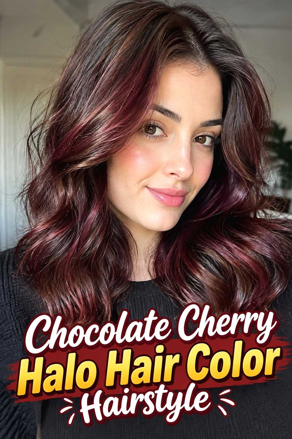10. Chocolate Cherry Halo Hair Color Hairstyle