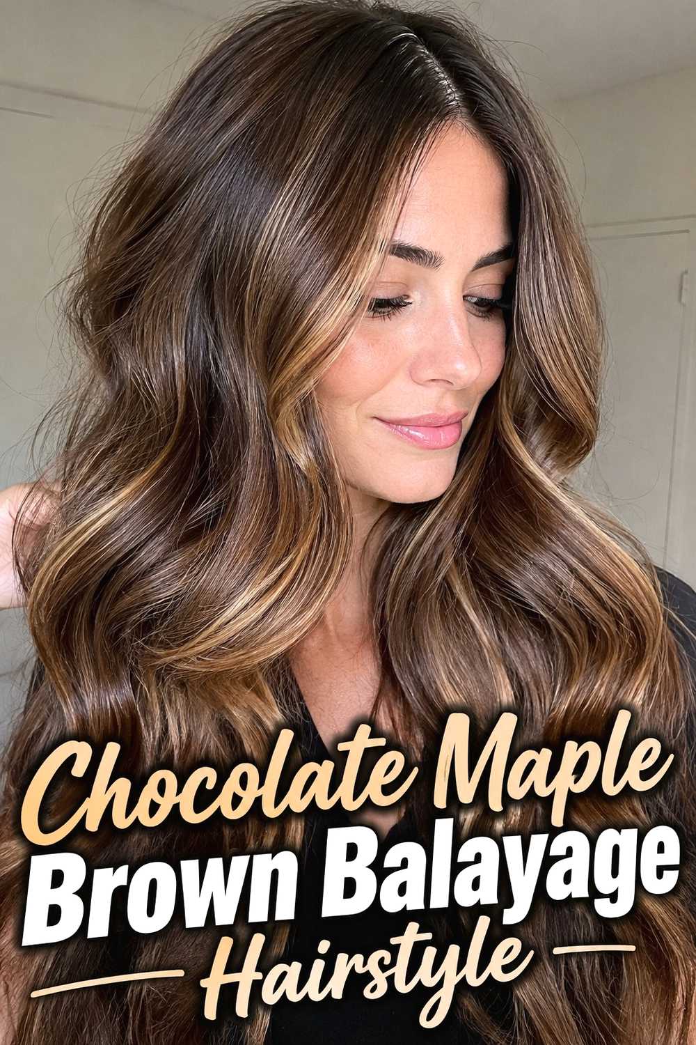 6. Chocolate Maple Brown Balayage Hairstyle