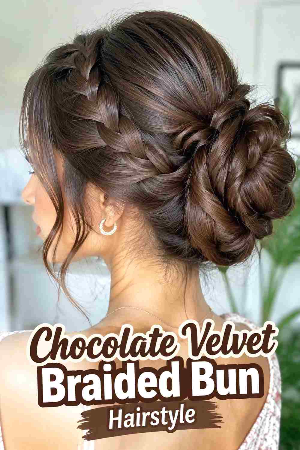6. Chocolate Velvet Braided Bun Hairstyle