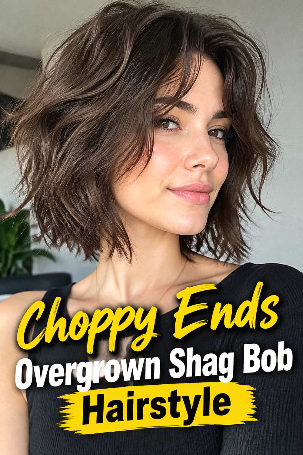 Choppy Ends Overgrown Shag Bob Hairstyle