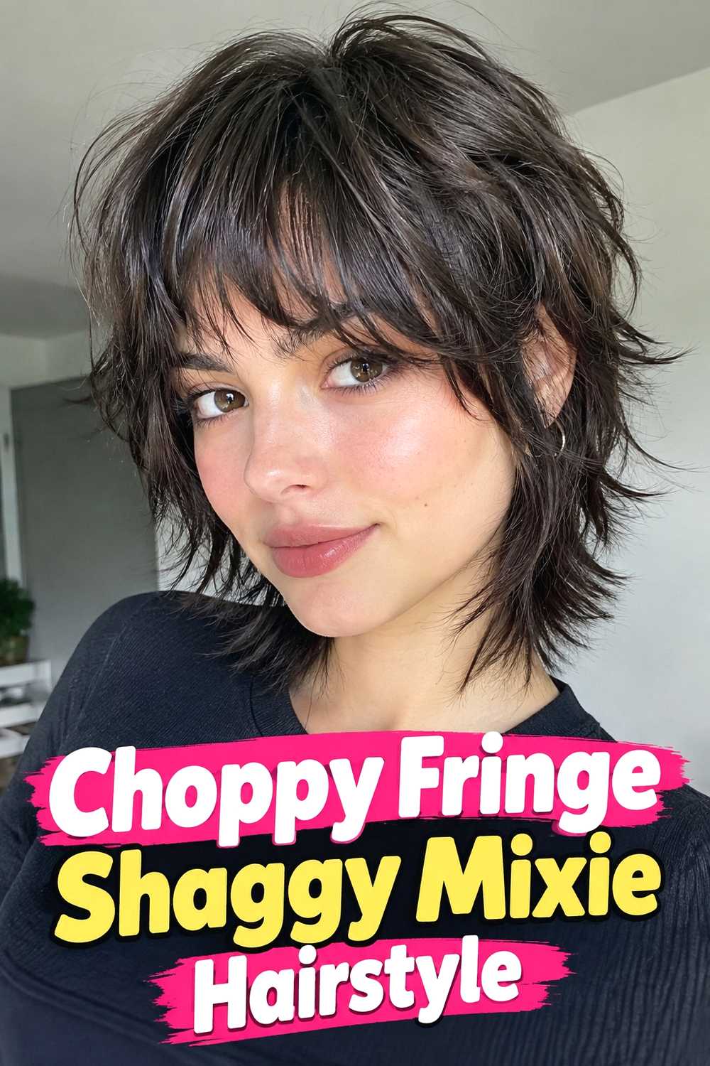 2. Choppy Fringe Shaggy Mixie Hairstyle