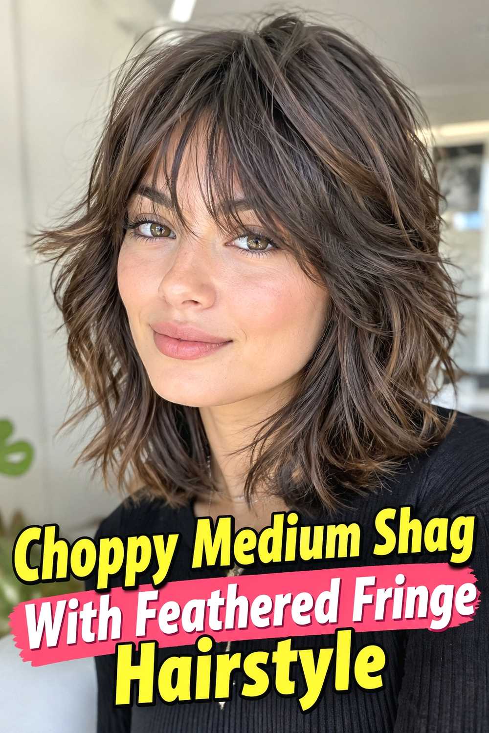 12. Choppy Medium Shag With Feathered Fringe Hairstyle