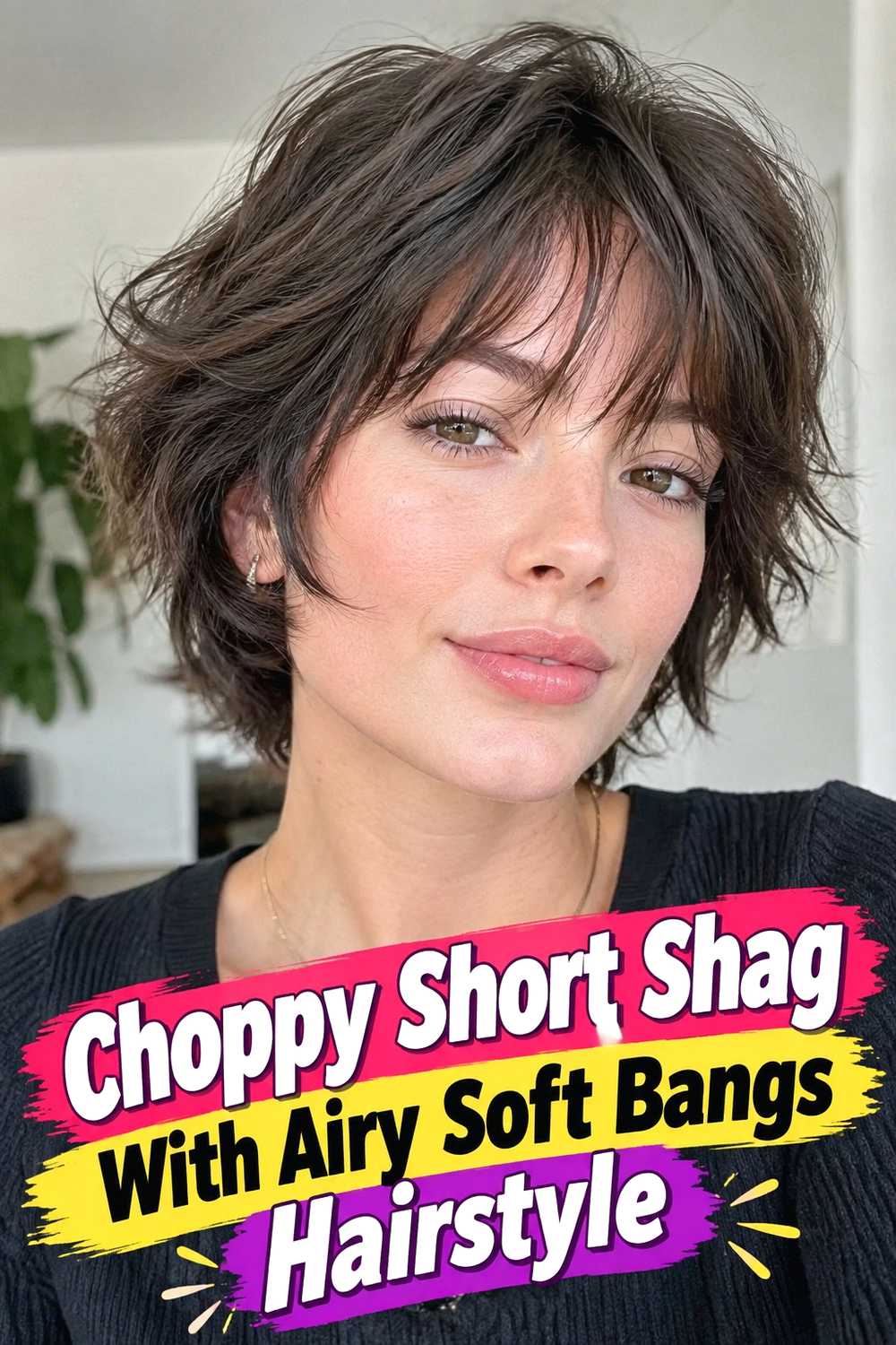 5. Choppy Short Shag With Airy Soft Bangs Hairstyle
