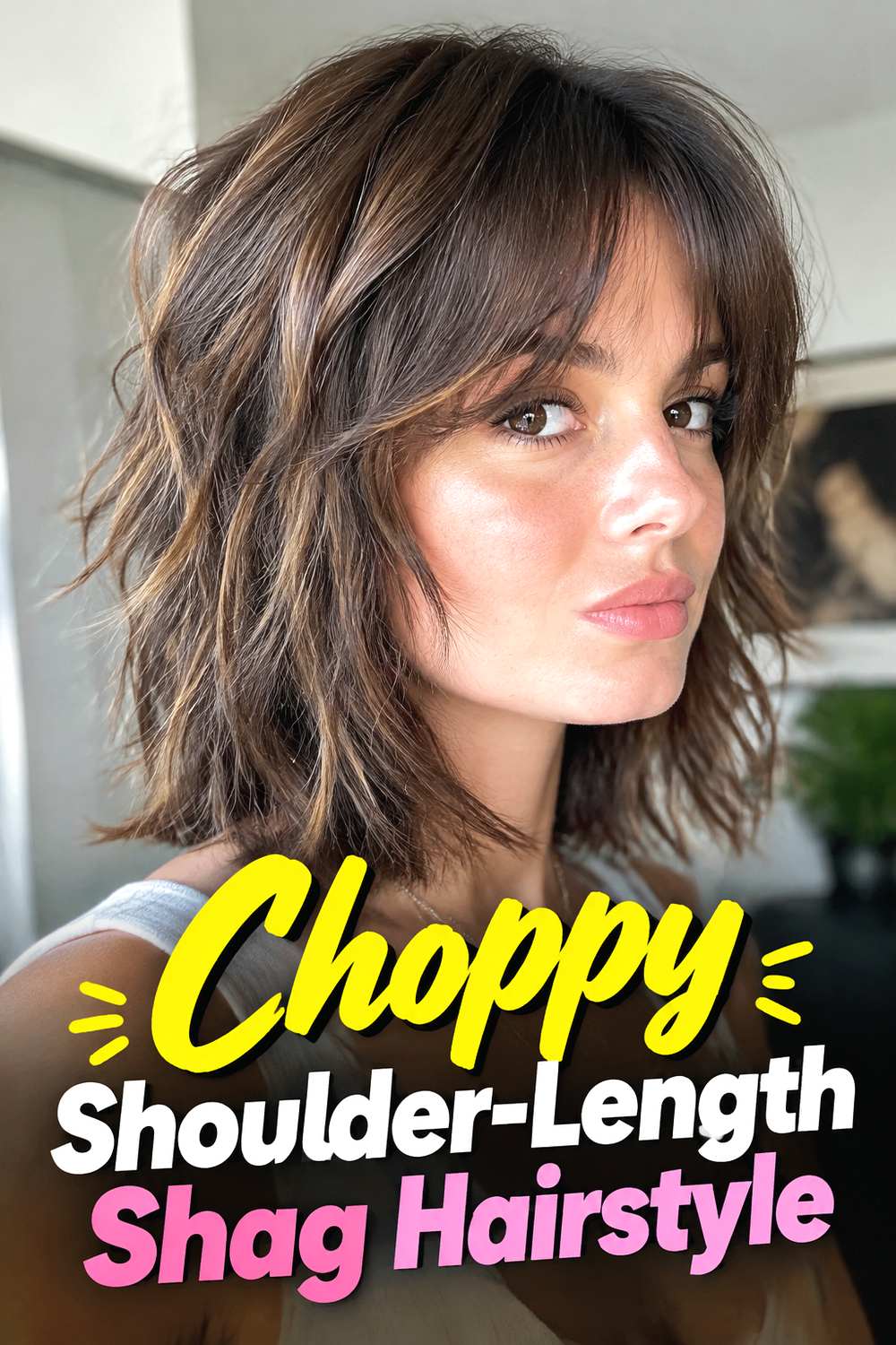 Choppy Shoulder-Length Shag Hairstyle