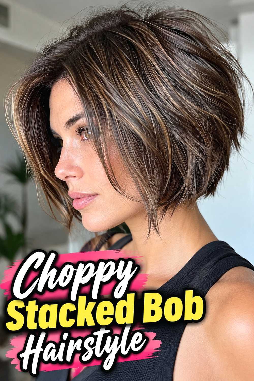 10. Choppy Stacked Bob Hairstyle