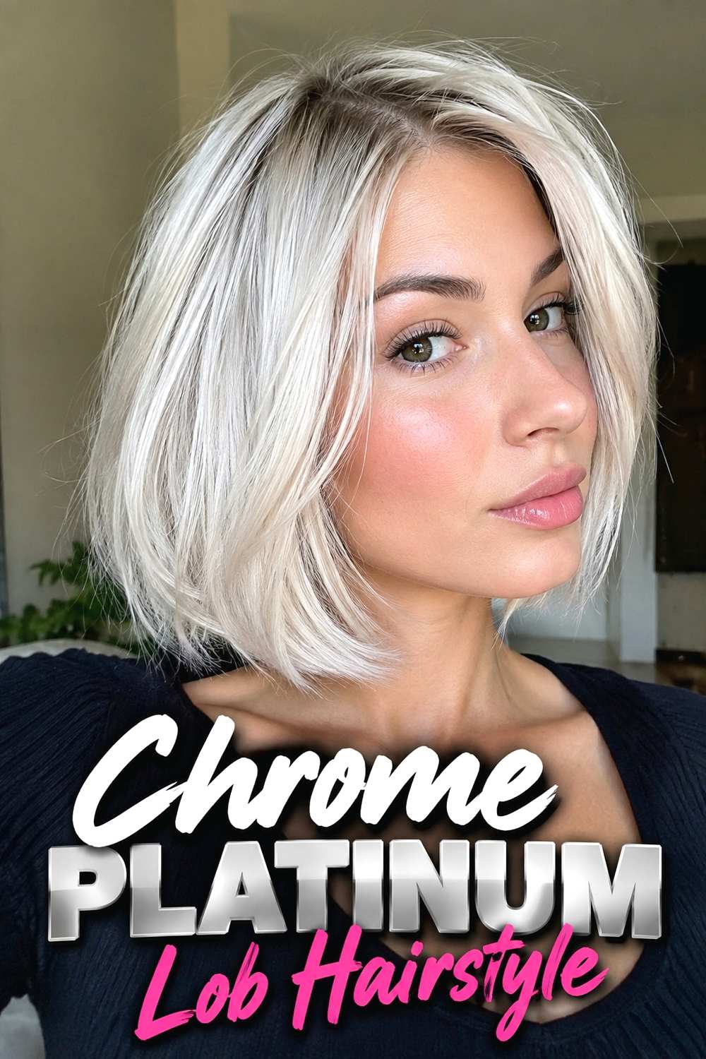 5. Chrome Platinum Lob Hairstyle
