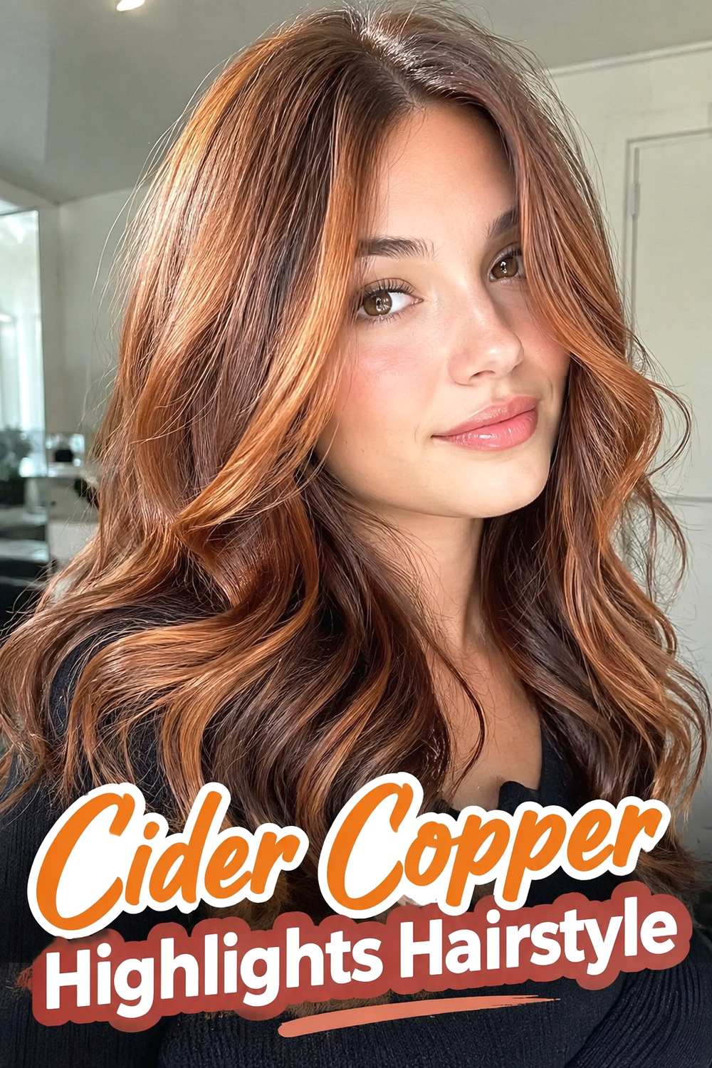 5. Cider Copper Highlights Hairstyle