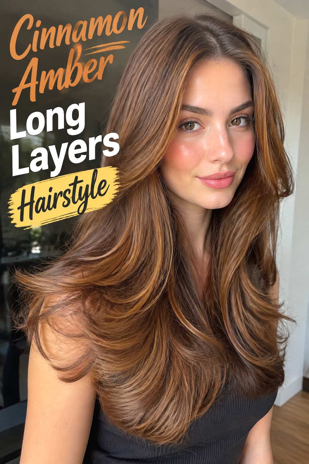 Cinnamon Amber Long Layers Hairstyle