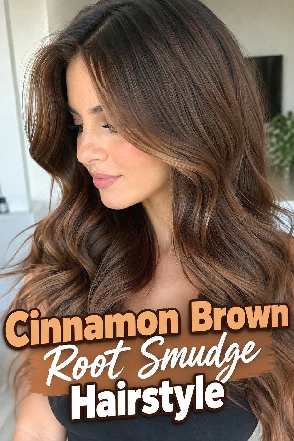 5. Cinnamon Brown Root Smudge Hairstyle