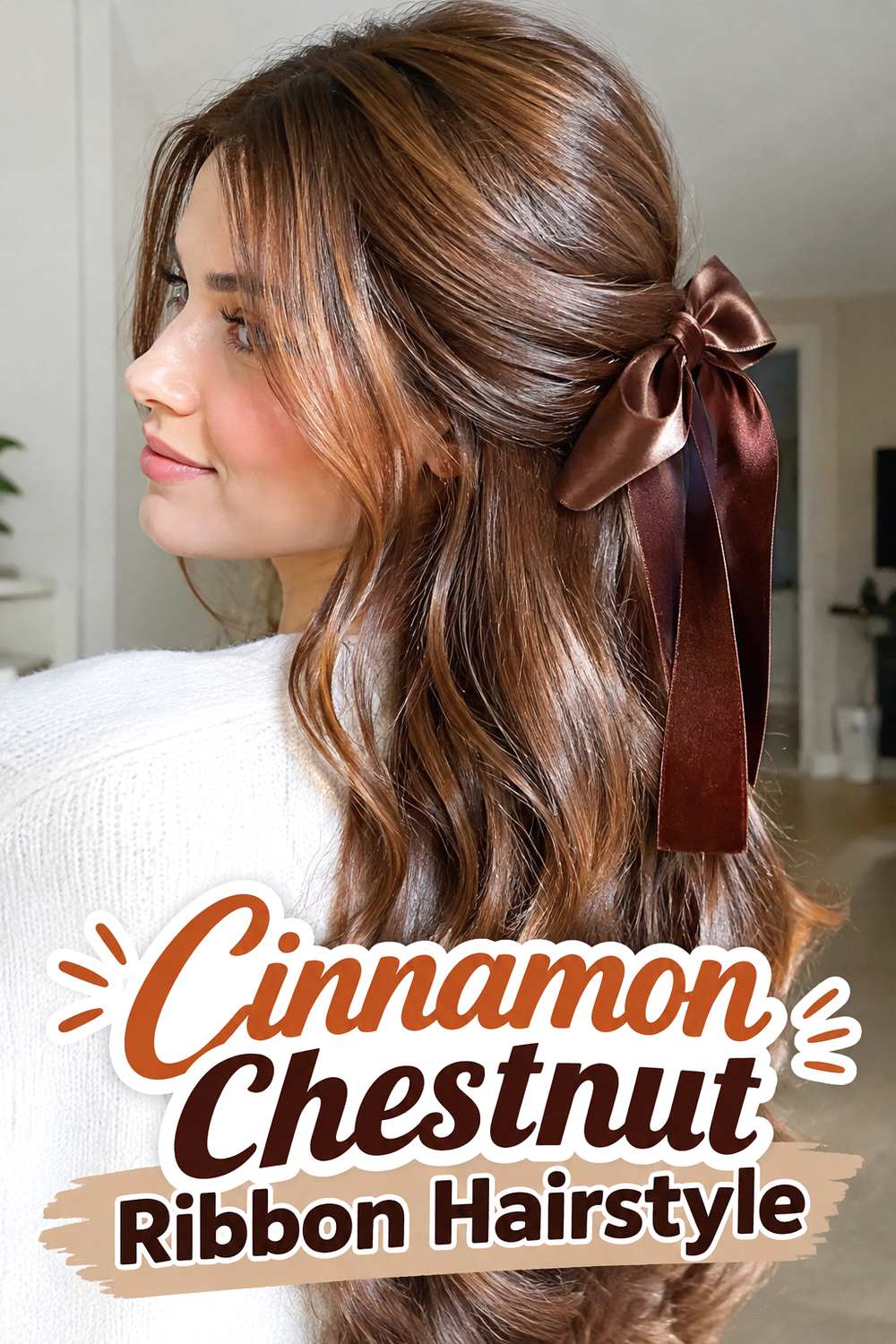 Cinnamon Chestnut Ribbon Hairstyle