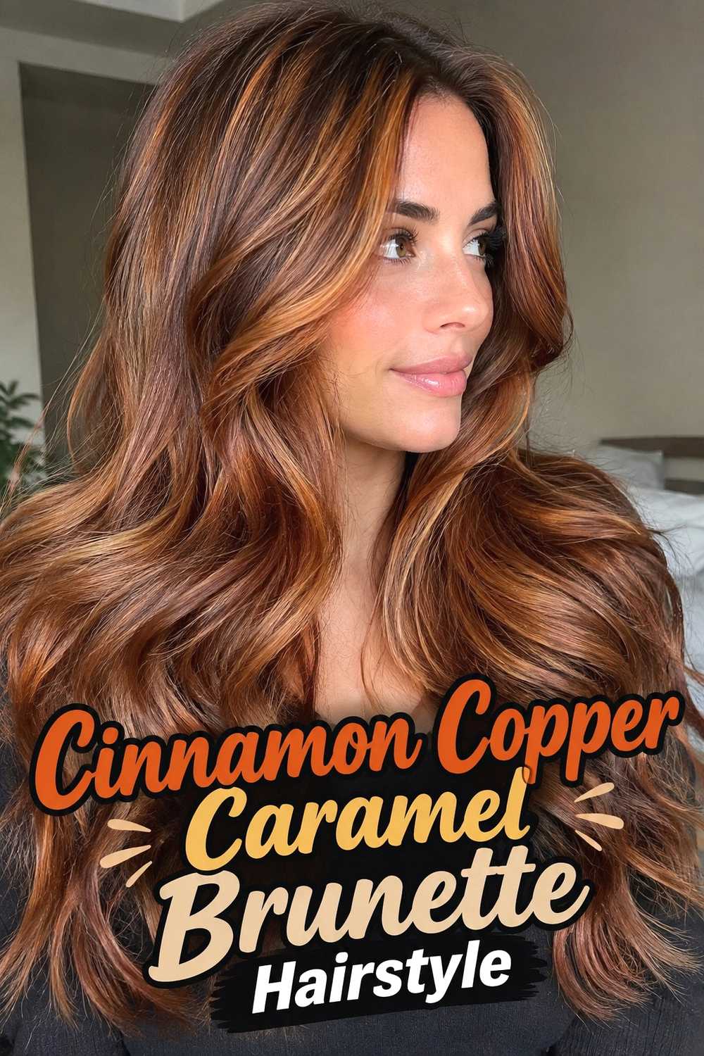 8. Cinnamon Copper Caramel Brunette Hairstyle