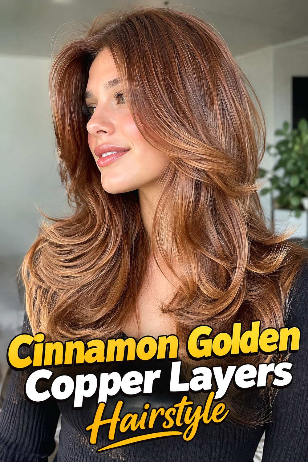 Cinnamon Golden Copper Layers Hairstyle