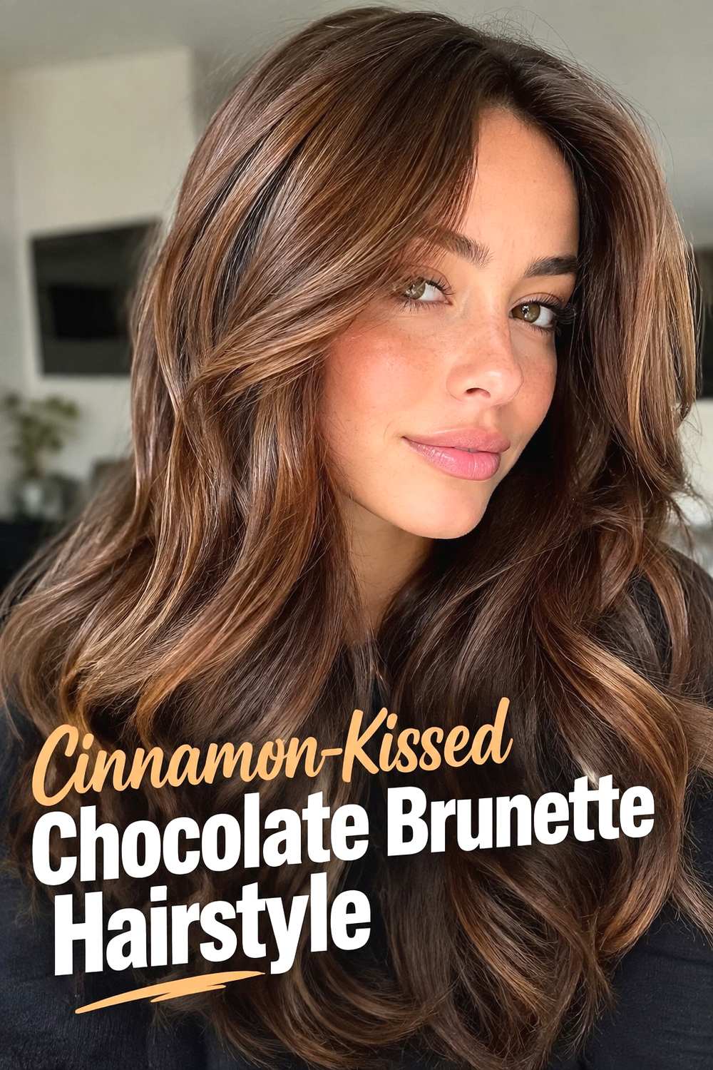 7. Cinnamon Kissed Chocolate Brunette Hairstyle