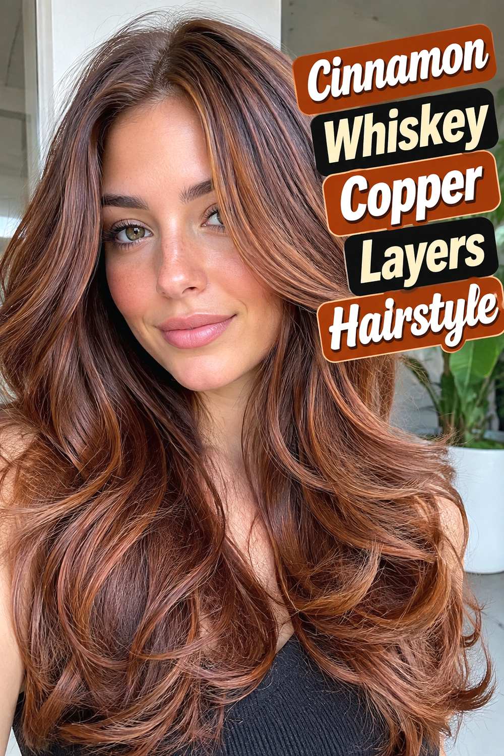 6. Cinnamon Whiskey Copper Layers Hairstyle