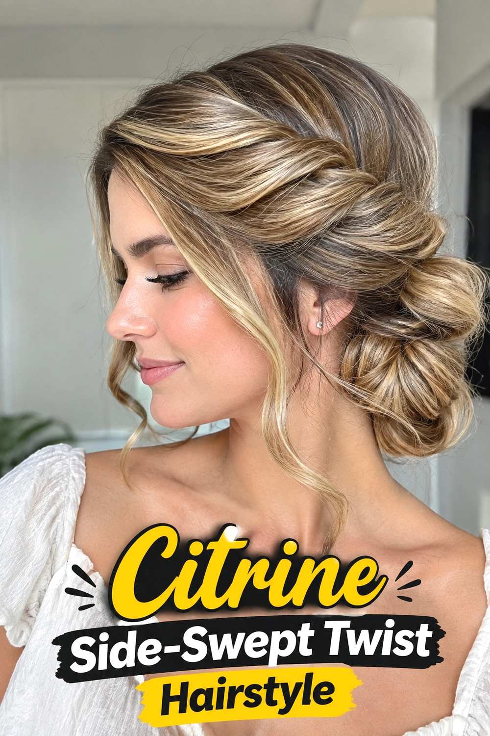11. Citrine Side Swept Twist Hairstyle