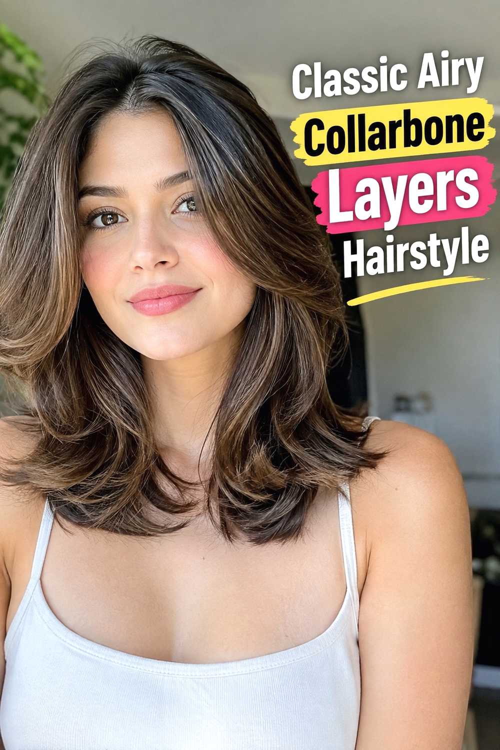1. Classic Airy Collarbone Layers Hairstyle