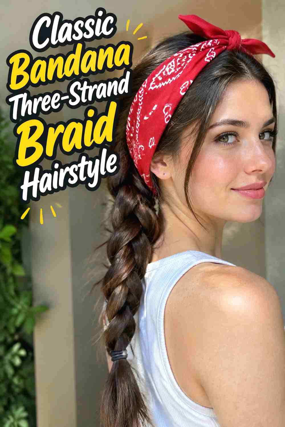 1. Classic Bandana Three Strand Braid Hairstyle