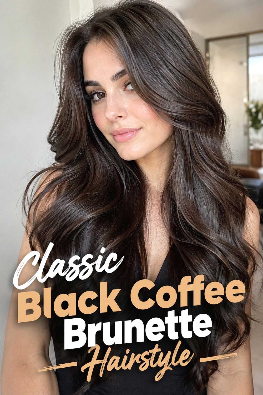 1. Classic Black Coffee Brunette Hairstyle