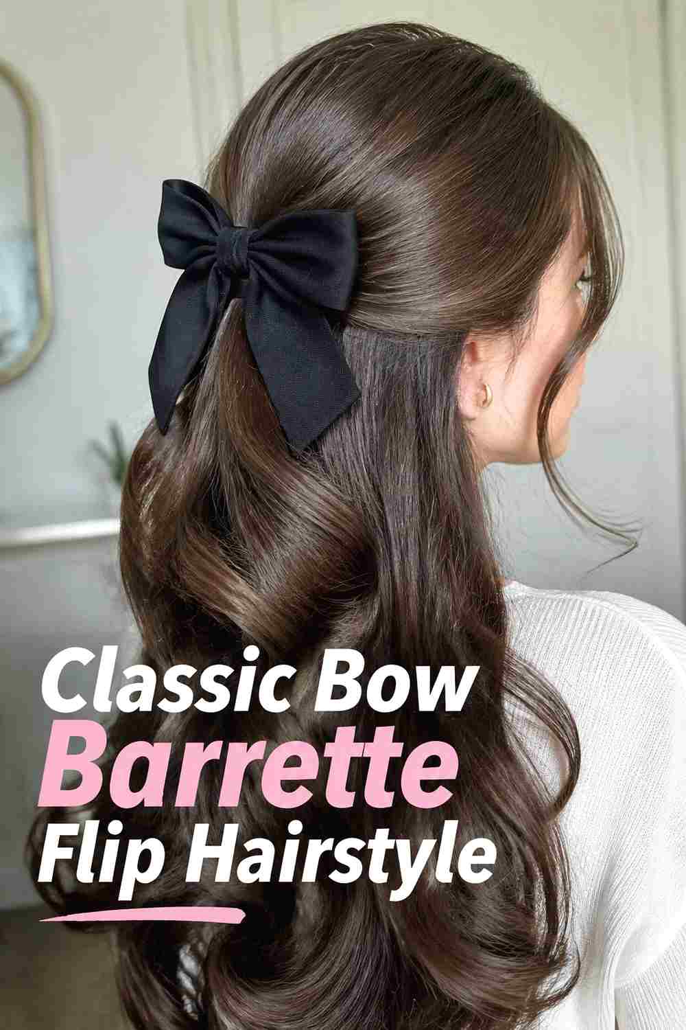 1. Classic Bow Barrette Flip Hairstyle