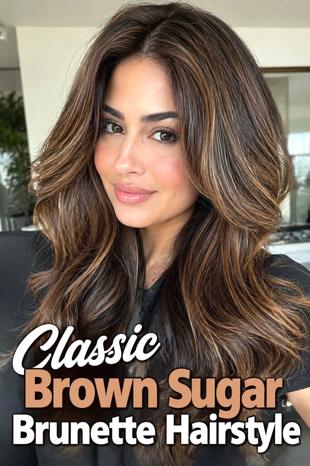 1. Classic Brown Sugar Brunette Hairstyle