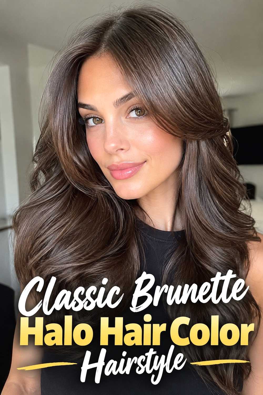 1. Classic Brunette Halo Hair Color Hairstyle