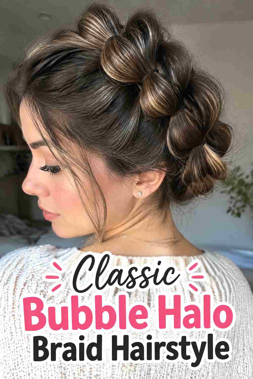 1. Classic Bubble Halo Braid Hairstyle