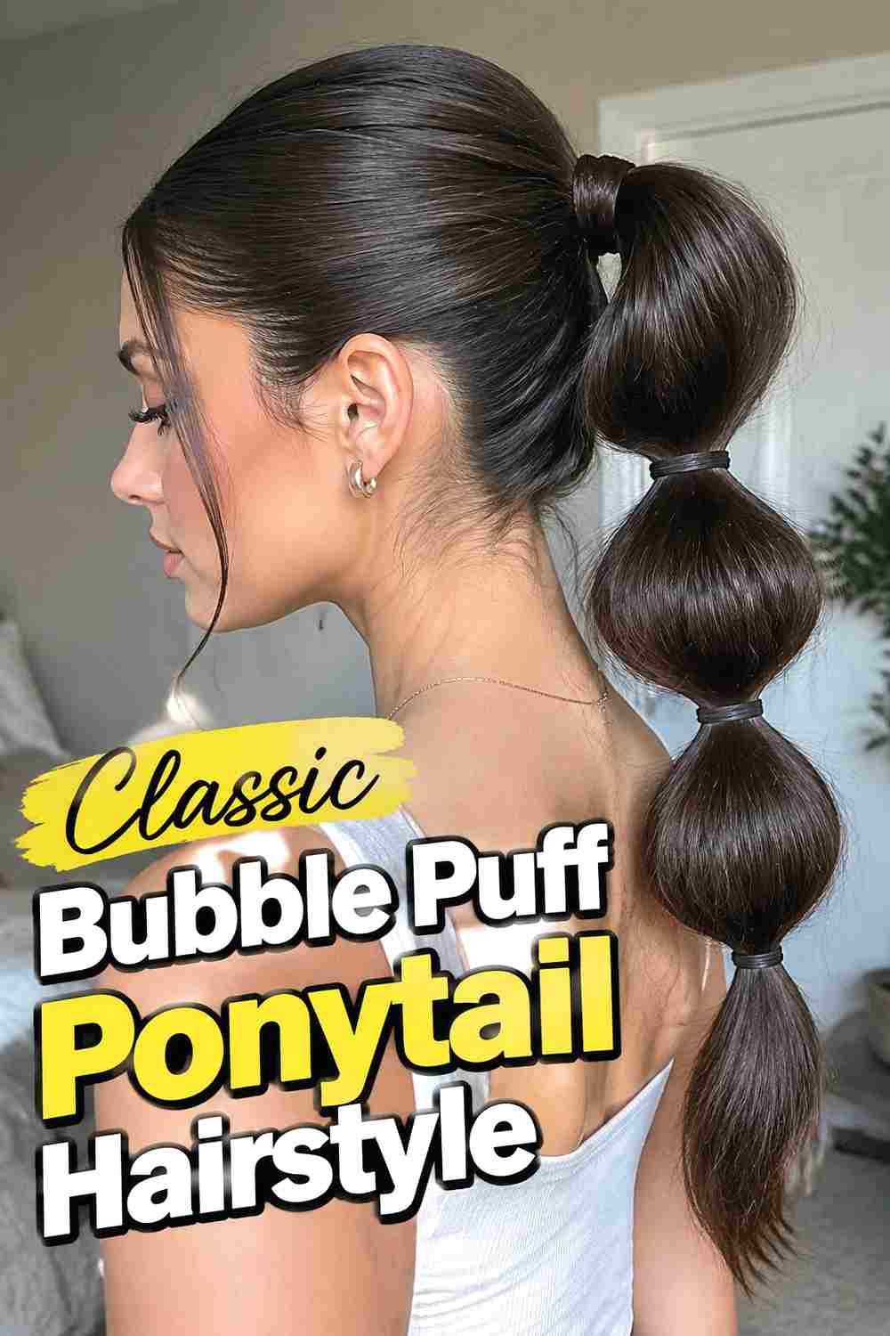 1. Classic Bubble Puff Ponytail Hairstyle