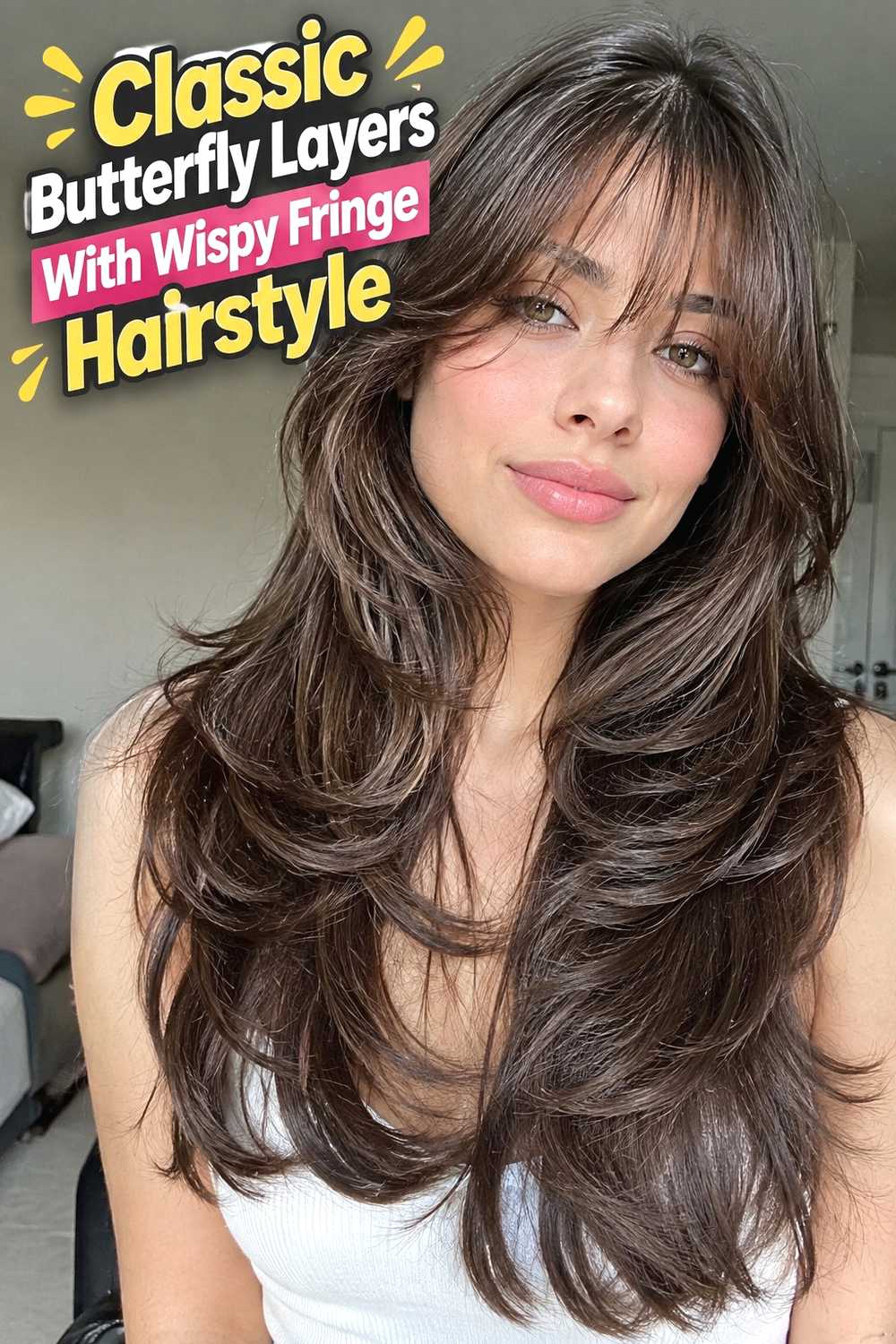 1. Classic Butterfly Layers With Wispy Fringe Hairstyle