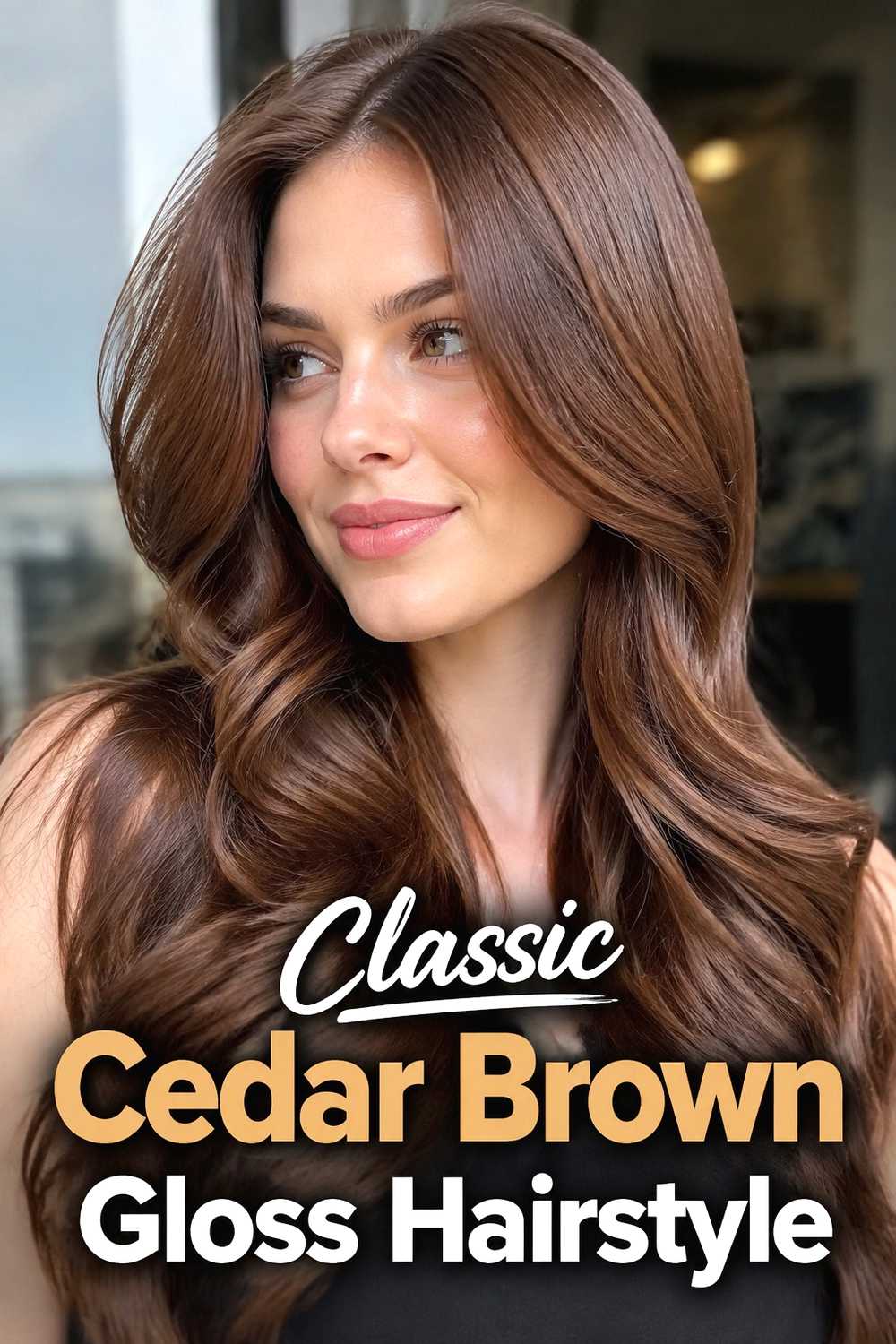 1. Classic Cedar Brown Gloss Hairstyle