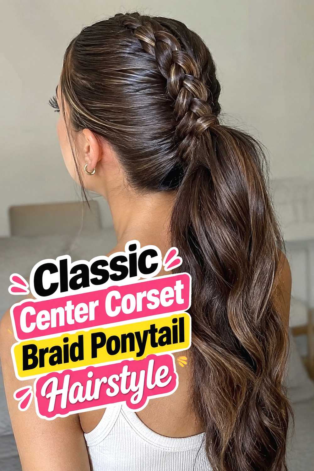 1. Classic Center Corset Braid Ponytail Hairstyle