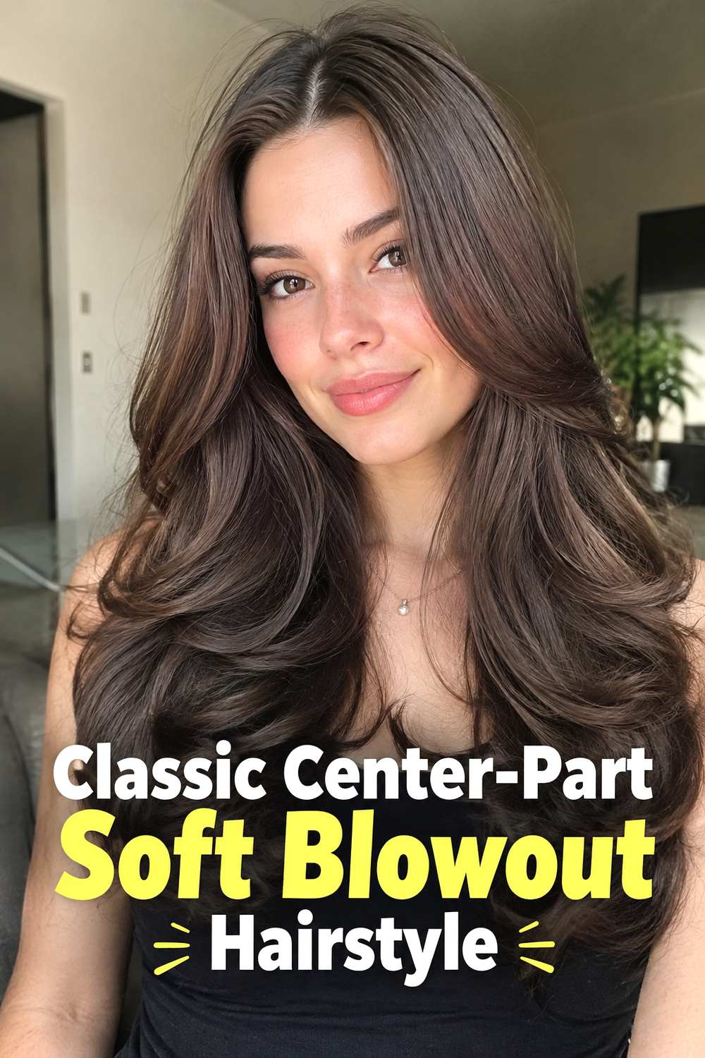 Classic Center-Part Soft Blowout Hairstyle