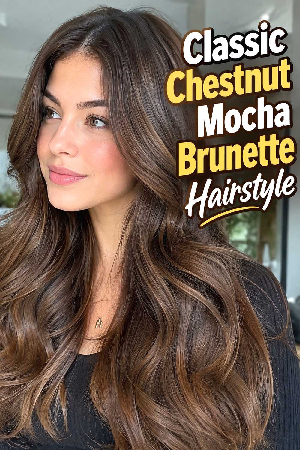 1. Classic Chestnut Mocha Brunette Hairstyle