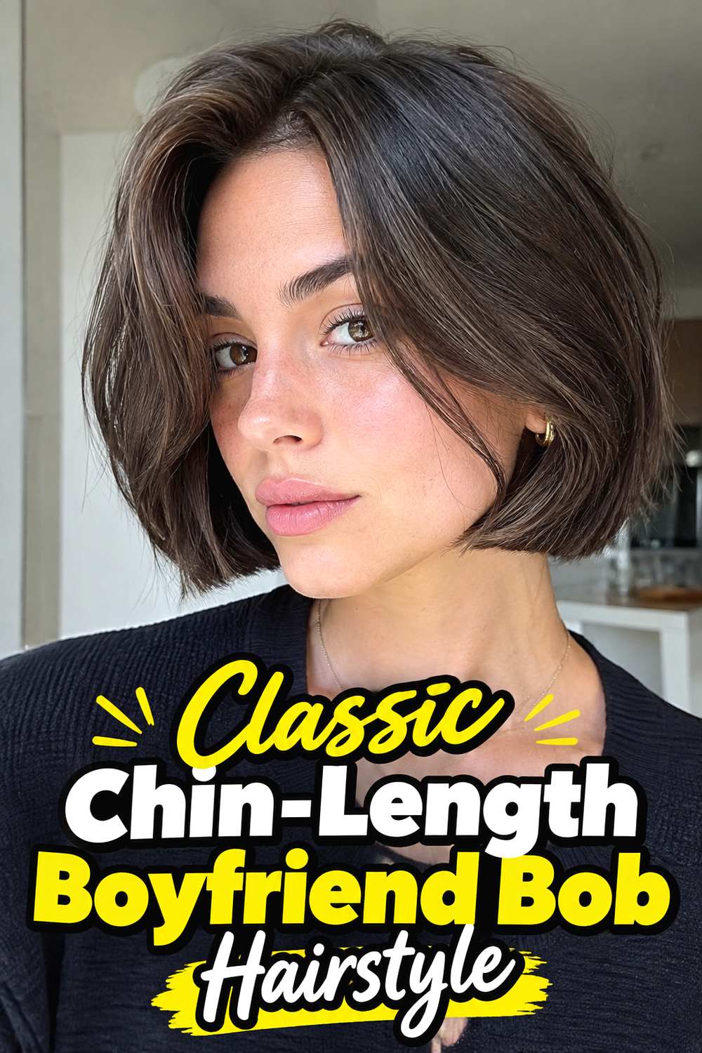Classic Chin-Length Boyfriend Bob Hairstyle