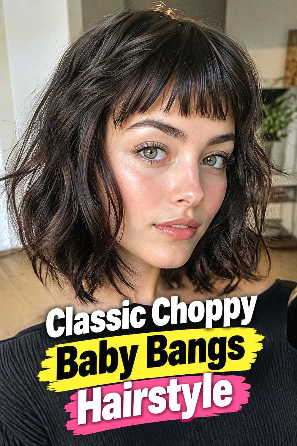 1. Classic Choppy Baby Bangs Hairstyle
