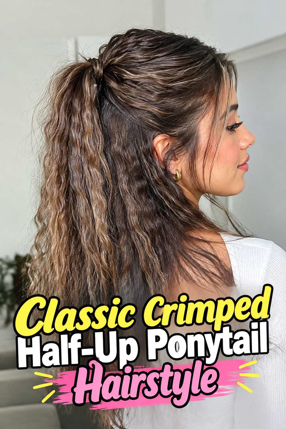 Classic Crimped Half-Up Ponytail Hairstyle