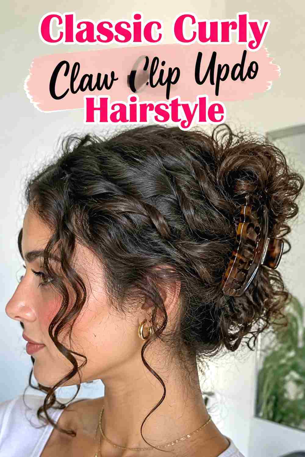 1. Classic Curly Claw Clip Updo Hairstyle